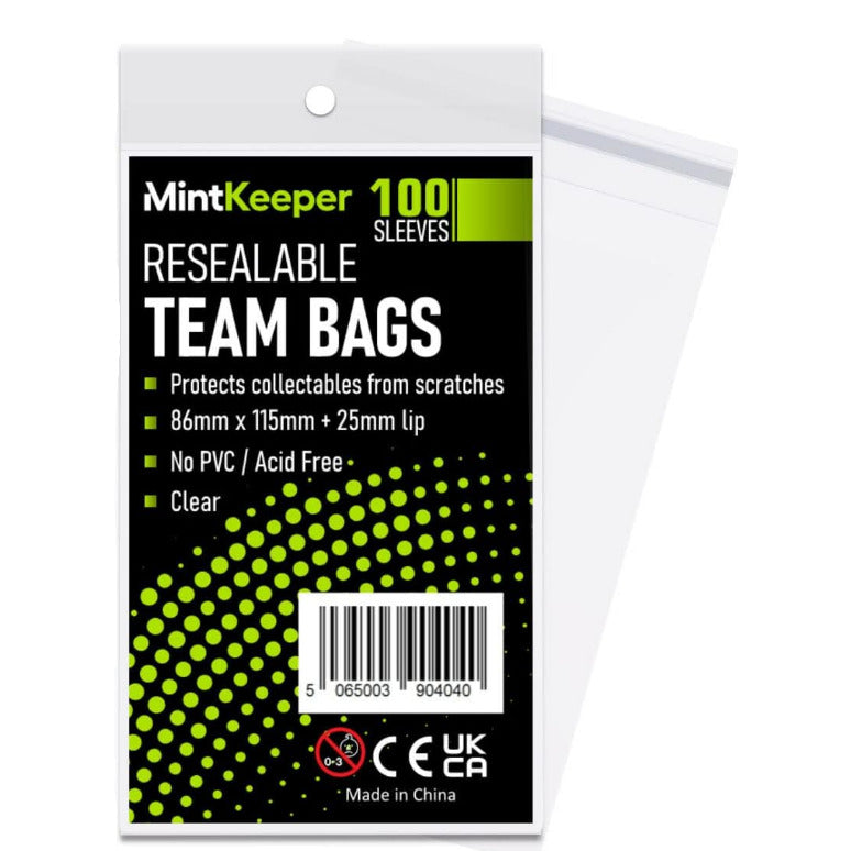 Team Bags - Resealable - Trading Card Storage - Toploader Bag - 86mm x 115mm (1 Pack)