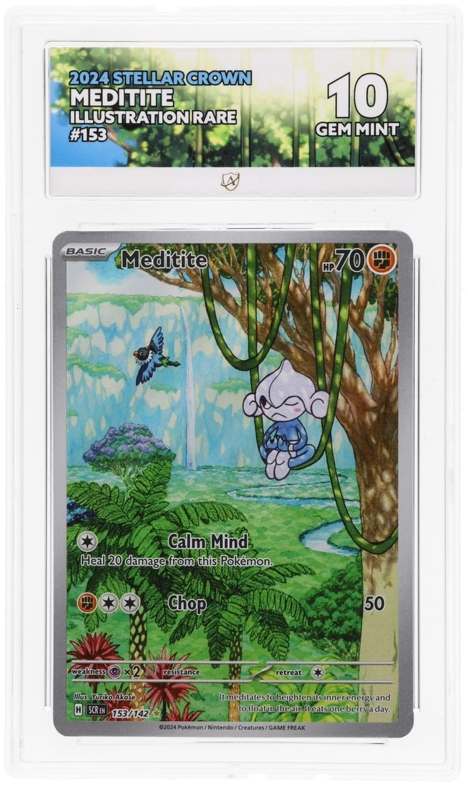 Pokémon Meditite Illustration Rare 153/142 – Stellar Crown – ACE 10 Graded Card