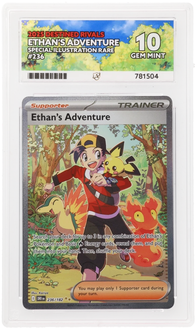 Pokémon Ethan's Adventure Special Illustration Rare 236/182 – Destined Rivals – ACE 10 Graded Card