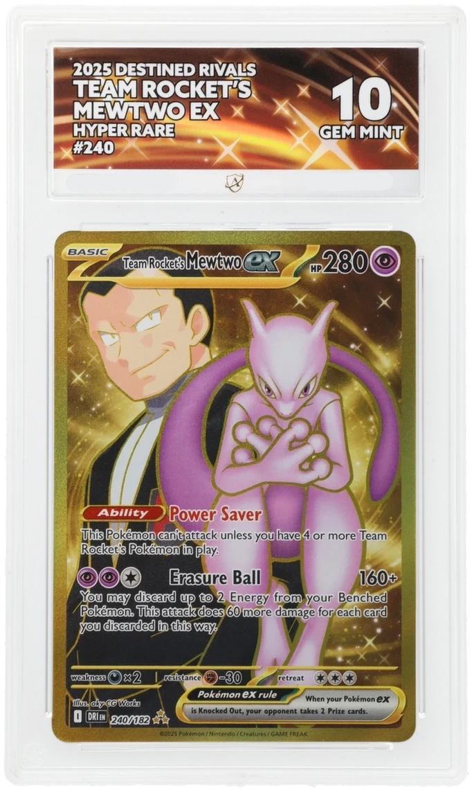 Pokémon Team Rocket's Mewtwo ex Hyper Rare 240/182 – Destined Rivals – ACE 10 Graded Card