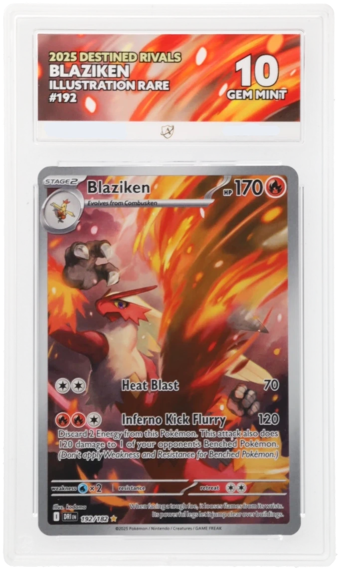 Pokémon Blaziken Illustration Rare 192/182 – Destined Rivals – ACE 10 Graded Card
