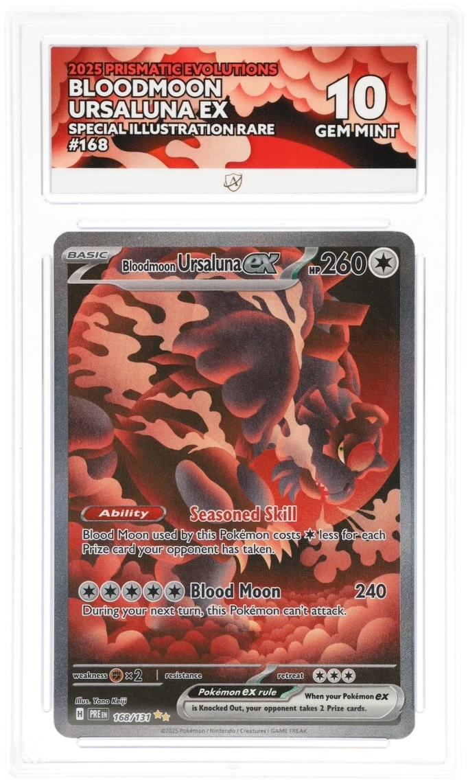 Pokémon Bloodmoon Ursaluna ex Special Illustration Rare 168/131 – Prismatic Evolutions – ACE 10 Graded Card