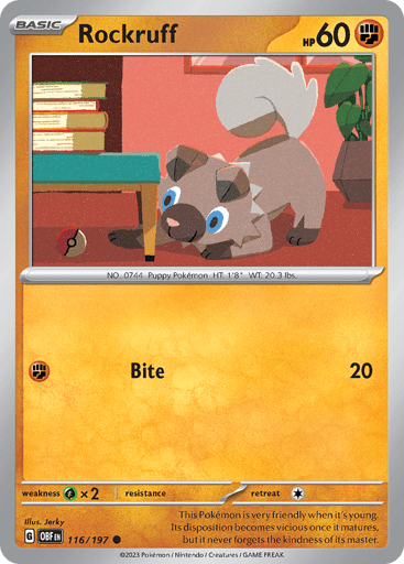 Rockruff – Common – 116/197 – Obsidian Flames