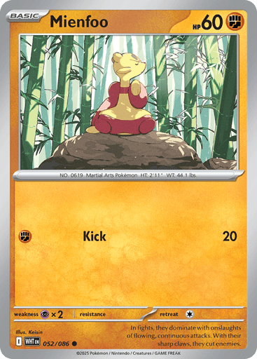 Mienfoo – Common Reverse Holo – 052/086 – White Flare