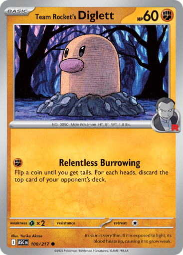 Team Rocket’s Diglett – Common Reverse Holo – 100/217 – Ascended Heroes