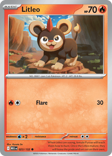 Litleo – Common Reverse Holo – 023/132 – Mega Evolution