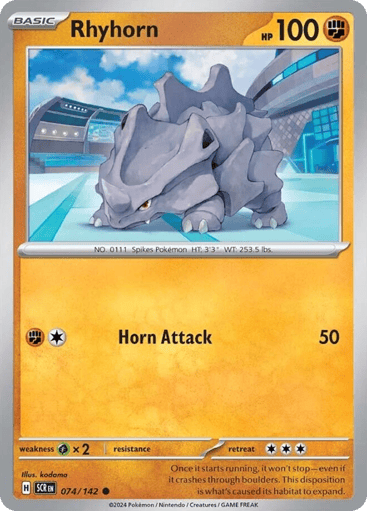 Rhyhorn – Common Reverse Holo – 074/142 – Stellar Crown