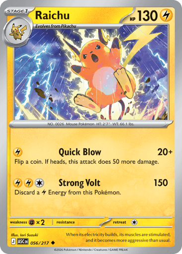 Raichu – Uncommon Reverse Holo – 056/217 – Ascended Heroes