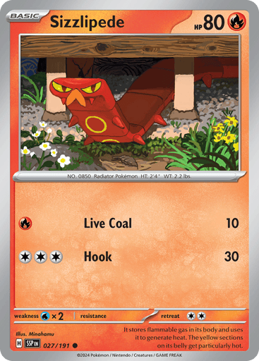 Sizzlipede – Common Reverse Holo – 027/191 – Surging Sparks