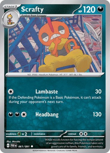 Scrafty – Uncommon Reverse Holo – 061/091 – Paldean Fates