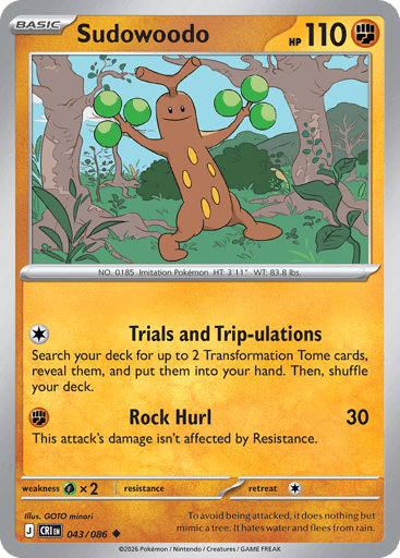 Sudowoodo – Uncommon Reverse Holo – 043/086 – Chaos Rising