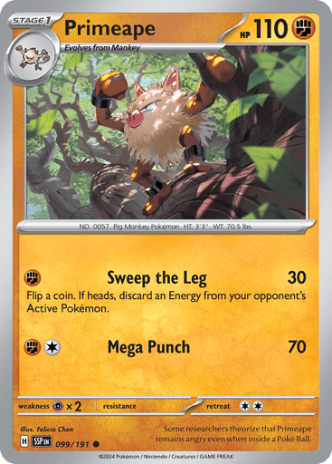 Primeape – Common Reverse Holo – 099/191 – Surging Sparks