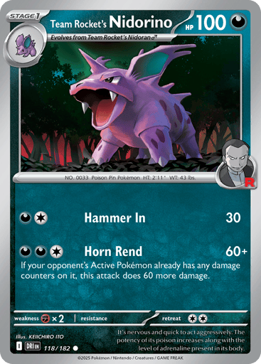 Team Rocket’s Nidorino – Common – 118/182 – Destined Rivals