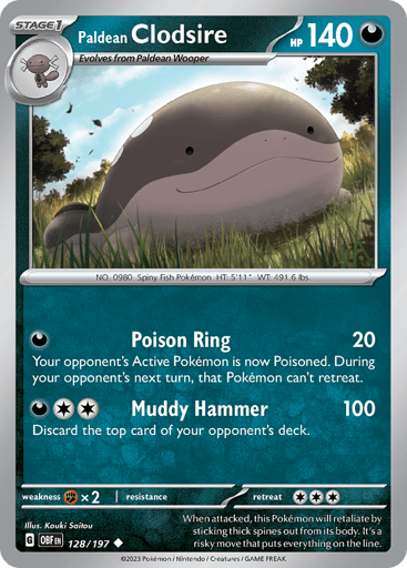 Paldean Clodsire – Uncommon Reverse Holo – 128/197 – Obsidian Flames