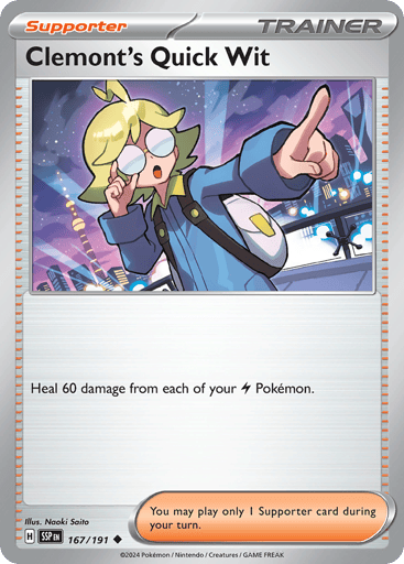 Clemont's Quick Wit – Uncommon Reverse Holo – 167/191 – Surging Sparks