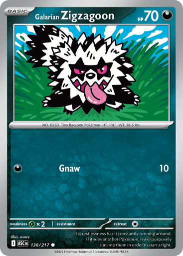 Galarian Zigzagoon – Common Reverse Holo – 130/217 – Ascended Heroes