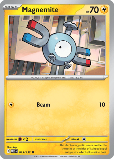 Magnemite – Common Reverse Holo – 045/132 – Mega Evolution