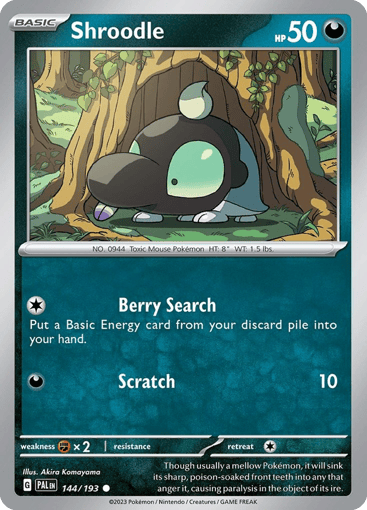 Shroodle – Common Reverse Holo – 144/193 – Paldea Evolved