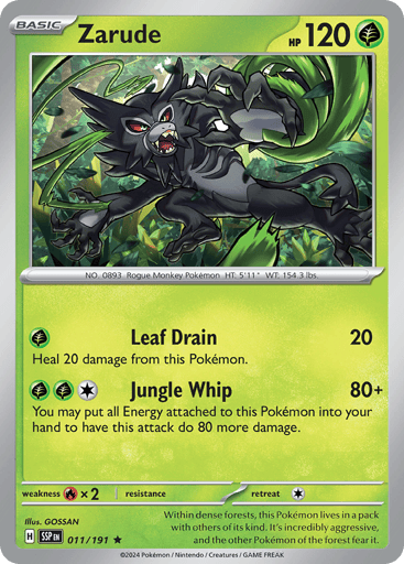 Zarude – Rare Reverse Holo – 011/191 – Surging Sparks
