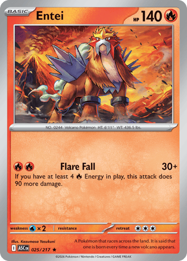 Entei – Rare Reverse Holo – 025/217 – Ascended Heroes