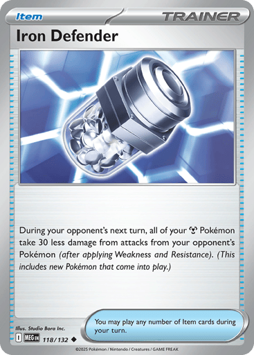 Iron Defender – Uncommon Reverse Holo – 118/132 – Mega Evolution