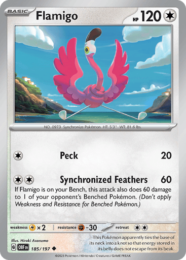 Flamigo – Uncommon Reverse Holo – 185/197 – Obsidian Flames