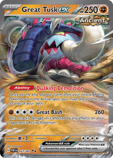 Great Tusk ex – Double Rare – 053/091 – Paldean Fates