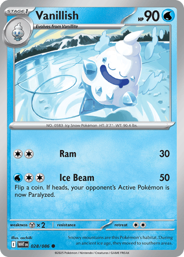 Vanillish – Common Poké Ball Reverse Holo – 028/086 – White Flare
