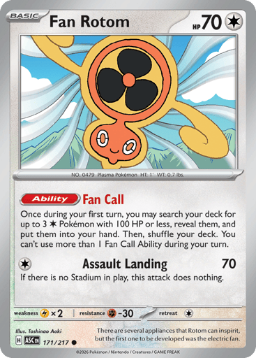Fan Rotom – Common Reverse Holo – 171/217 – Ascended Heroes
