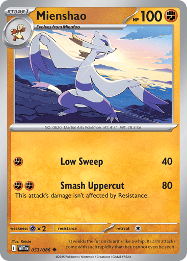 Mienshao – Uncommon Poké Ball Reverse Holo – 053/086 – White Flare