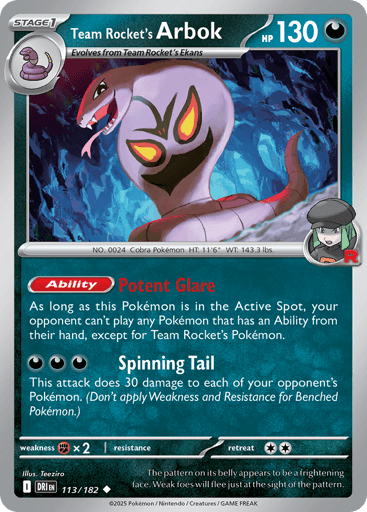 Team Rocket’s Arbok – Uncommon – 113/182 – Destined Rivals