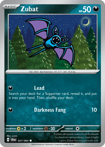Zubat – Common Reverse Holo – 027/064 – Shrouded Fable