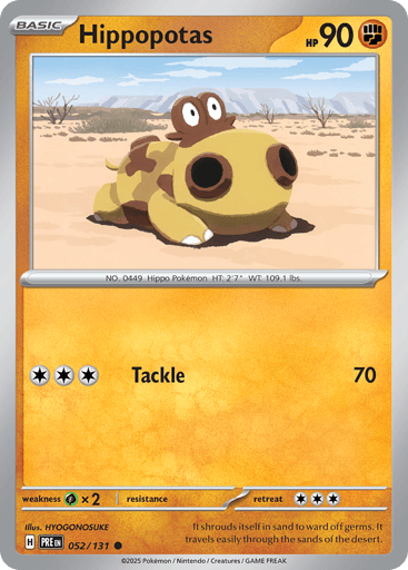 Hippopotas – Common Poké Ball Reverse Holo – 052/131 – Prismatic Evolutions