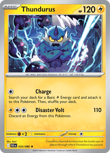 Thundurus – Rare Reverse Holo – 033/086 – Black Bolt
