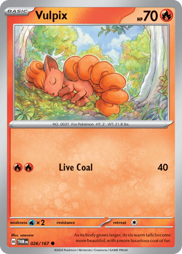 Vulpix – Common Reverse Holo – 026/167 – Twilight Masquerade