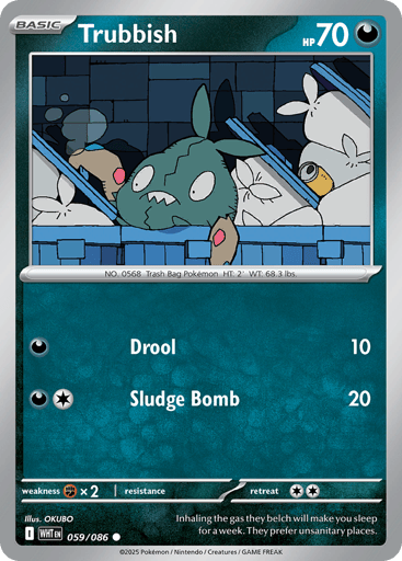 Trubbish – Common Poké Ball Reverse Holo – 059/086 – White Flare