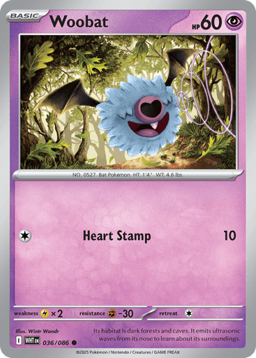 Woobat – Common Reverse Holo – 036/086 – White Flare