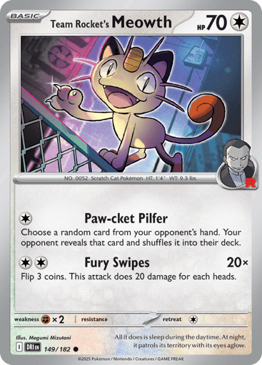 Team Rocket’s Meowth – Common Reverse Holo – 149/182 – Destined Rivals