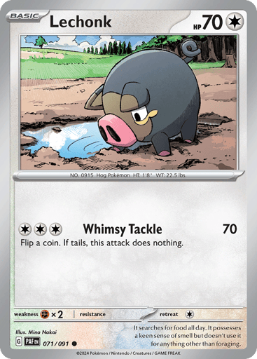 Lechonk – Common Reverse Holo – 071/091 – Paldean Fates