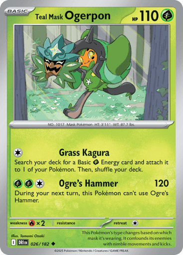 Teal Mask Ogerpon – Uncommon Reverse Holo – 026/182 – Destined Rivals
