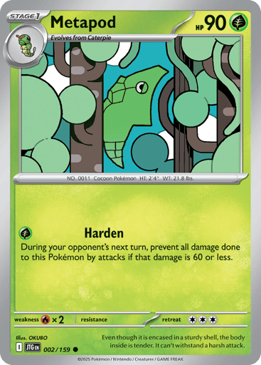 Metapod – Common Reverse Holo – 002/159 – Journey Together