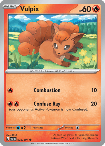 Vulpix – Common Reverse Holo – 028/197 – Obsidian Flames