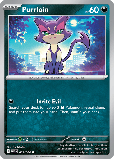 Purrloin – Common Reverse Holo – 055/086 – White Flare