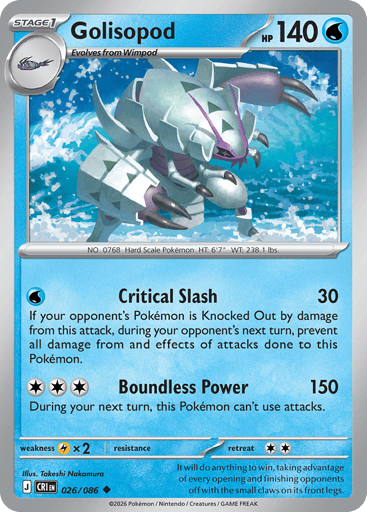 Golisopod – Uncommon Reverse Holo – 026/086 – Chaos Rising