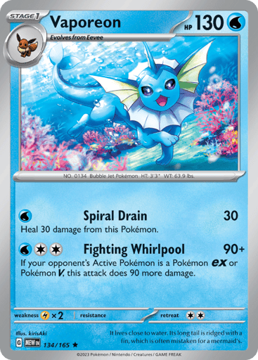 Vaporeon – Rare – 134/165 – S&V 151