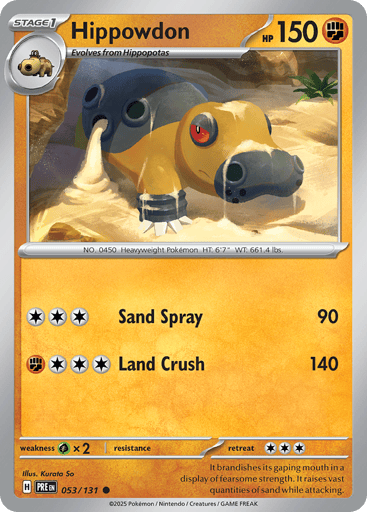 Hippowdon – Common Master Ball Reverse Holo – 053/131 – Prismatic Evolutions