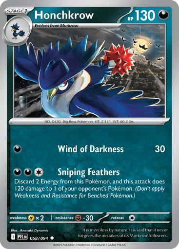 Honchkrow – Uncommon Reverse Holo – 058/094 – Phantasmal Flames