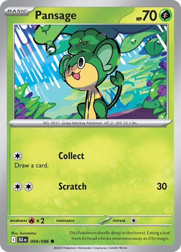 Pansage – Common Master Ball Reverse Holo – 004/086 – Black Bolt