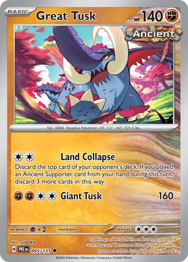 Great Tusk – Uncommon Master Ball Reverse Holo – 055/131 – Prismatic Evolutions