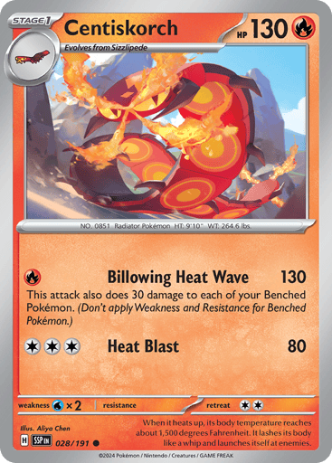 Centiskorch – Common Reverse Holo – 028/191 – Surging Sparks